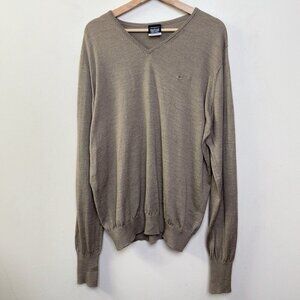 Nike Golf Mens Xlarge Vneck Wool Fine Knit Sweater In Tan Color